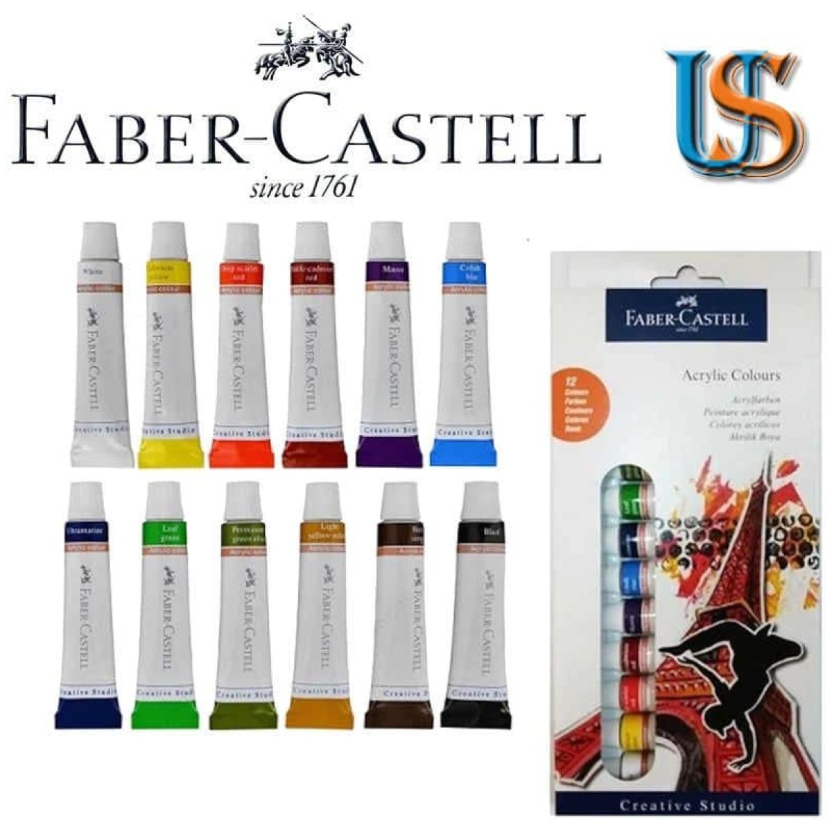 Faber-Castell 12ml Creative Studio Acrylic Colours (Set of 12) - Hadafy