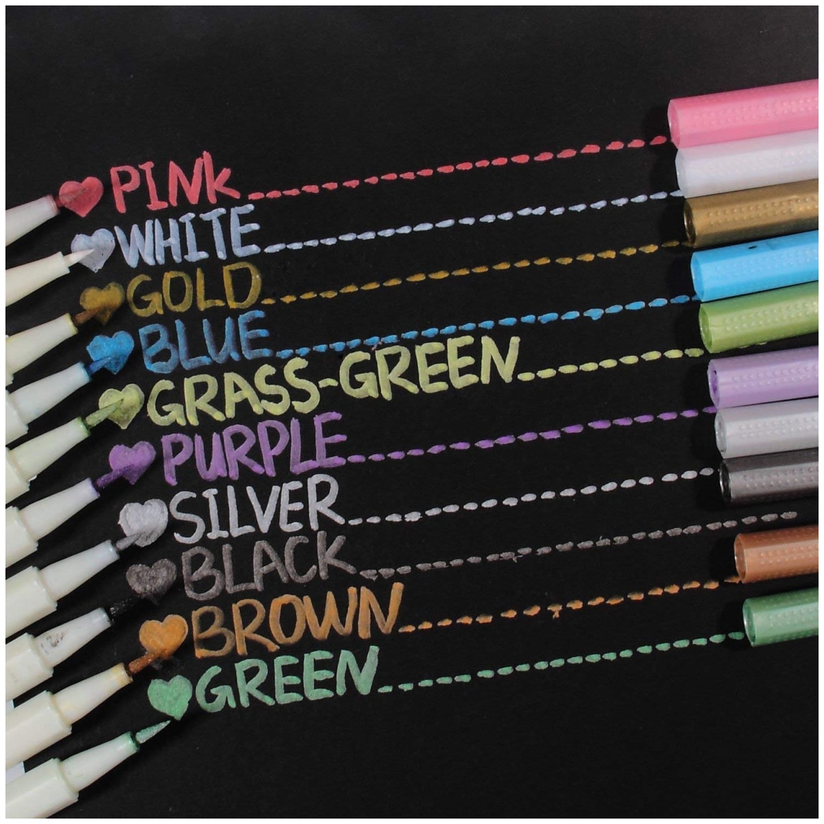 Ohuhu Brush Tip Metallic Glitter Markers (Set of 10) Hadafy