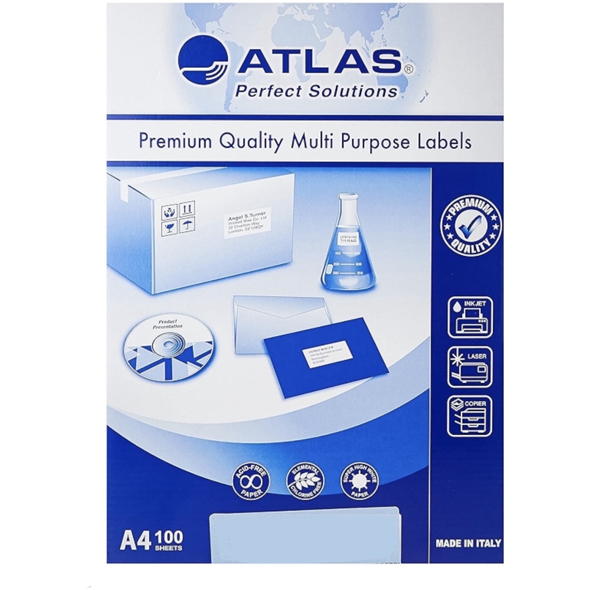 Atlas 10.5x4.8cm Label 12 Labels / Sheet (Set of 100)